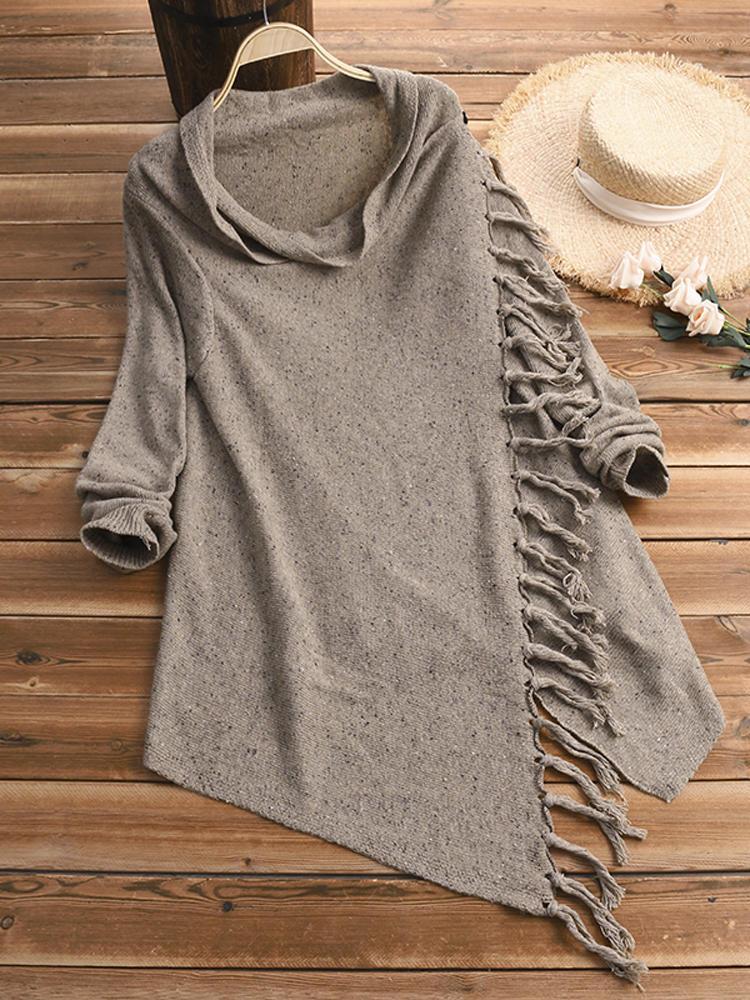 shopping מעילים וג׳קטים Women Winter Warm Long Sleeve Tassel Sweater Coats Outwears