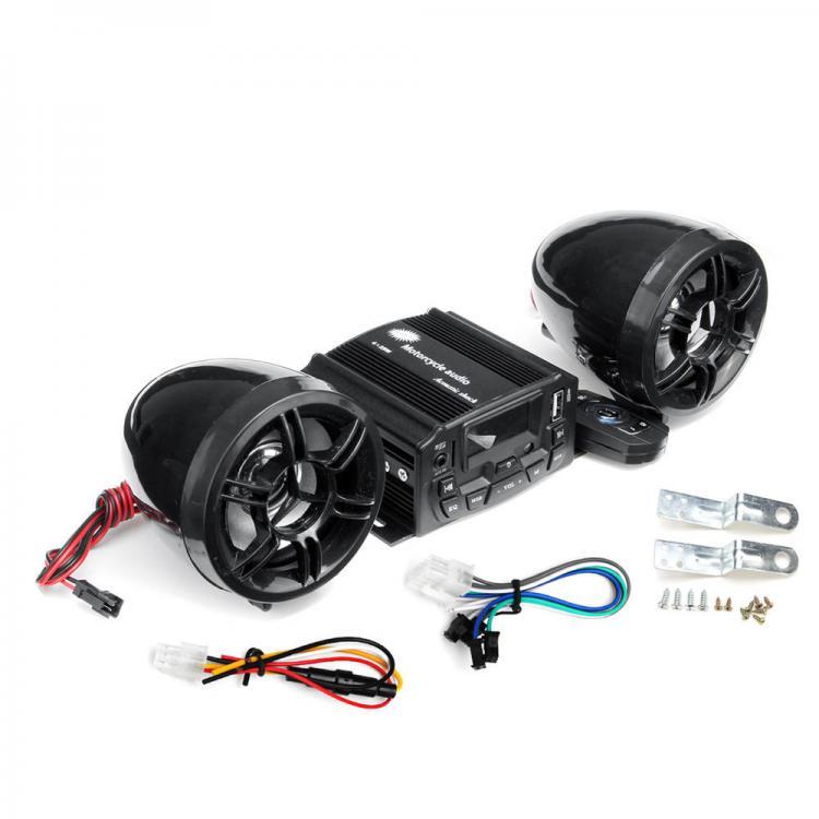 shopping אזעקה ומערכת אבטחה לאופנוע 12V Motorcycle Audio Sound System Remote Control Speaker Suit FM SD USB MP3
