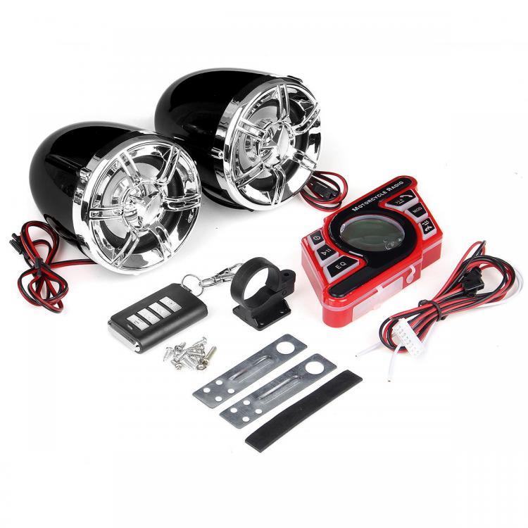shopping אזעקה ומערכת אבטחה לאופנוע Black Motorcycle Handlebar bluetooth 5.0 Audio System FM Radio Stereo Amplifier Speaker