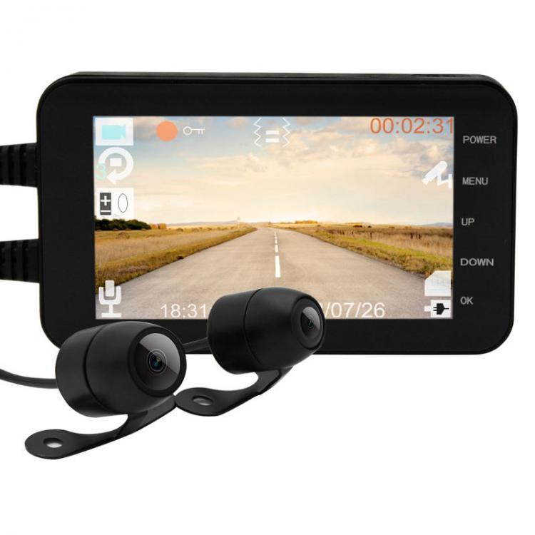 shopping אזעקה ומערכת אבטחה לאופנוע Waterproof 1080p/720p Motorcycle WIFI DVR MT003 4 Inch IPS Display Anti-shake Dual Recording Driving Recorder Dash Camera