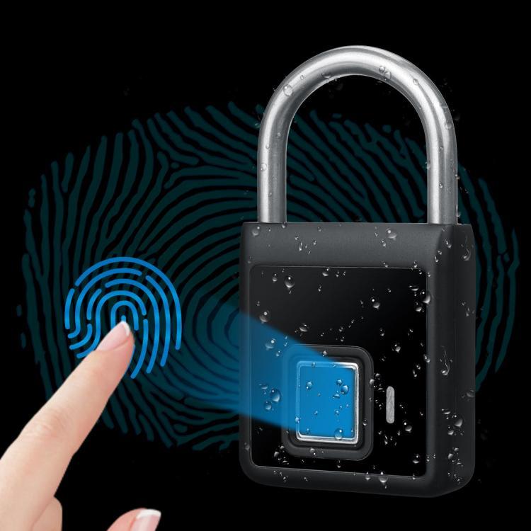 shopping אזעקה ומערכת אבטחה לאופנוע Fingerprint Lock Smart Keyless Padlock For Door Bag Waterproof USB Charging NEW