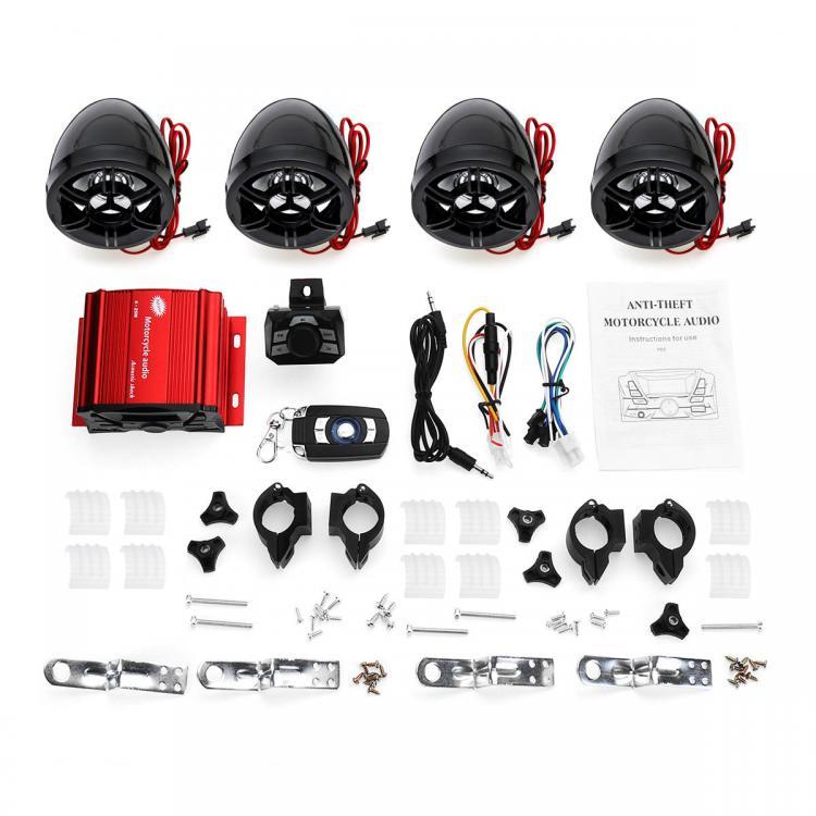 shopping אזעקה ומערכת אבטחה לאופנוע 4 Speaker Amplifier System Remote Control Audio with bluetooth Function For ATV Motorcycle