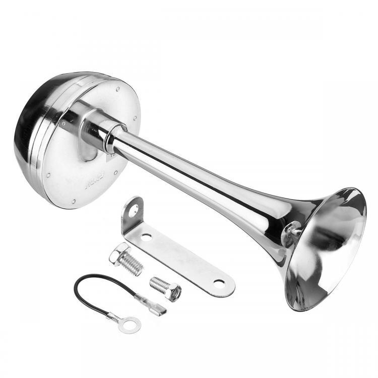 shopping אזעקה ומערכת אבטחה לאופנוע 2Pcs 12V 126db 130hz Single Chrome Metal Electric Horn Short Tube