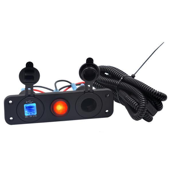 shopping מטענים ומתאמים 5V 3.1A LED Dual USB Charger 12-24V Socket Power Supply Waterproof Switch Panel Marine Car Boat