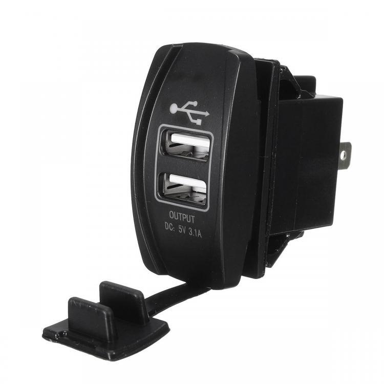 shopping מטענים ומתאמים 12V 24V Red LED Dual USB Charger Backlit UTV Rocker Switch For Motorcycle Car Truck Boat
