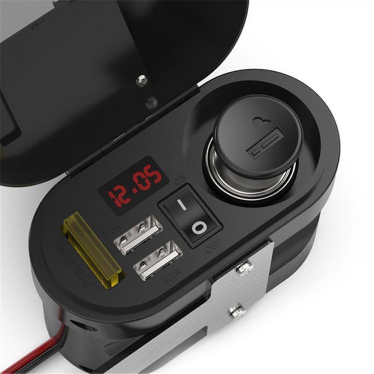 shopping מטענים ומתאמים 12V-24V 3.1A Motorcycle Waterproof Charger With Clock Dual USB Car Voltmeter