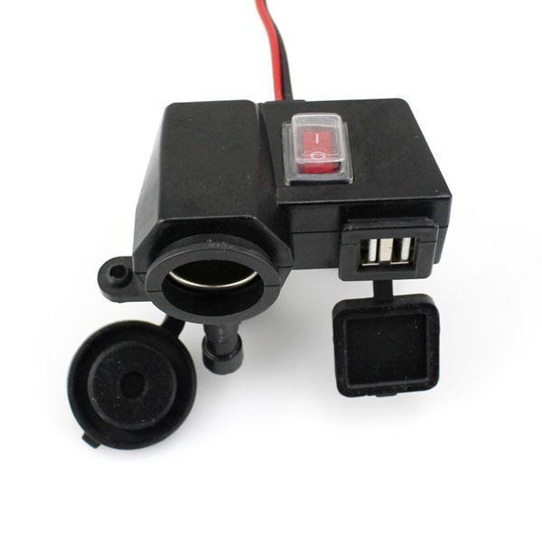 shopping מטענים ומתאמים 12V Motorcycle Waterproof Ignitor Socket Adapter Dual USB Charger