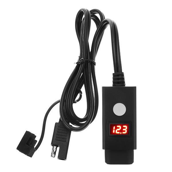 shopping מטענים ומתאמים Motorcycle Dual USB Charger LED Digital Display SAE To USB 2.1A 5V Cable Waterproof