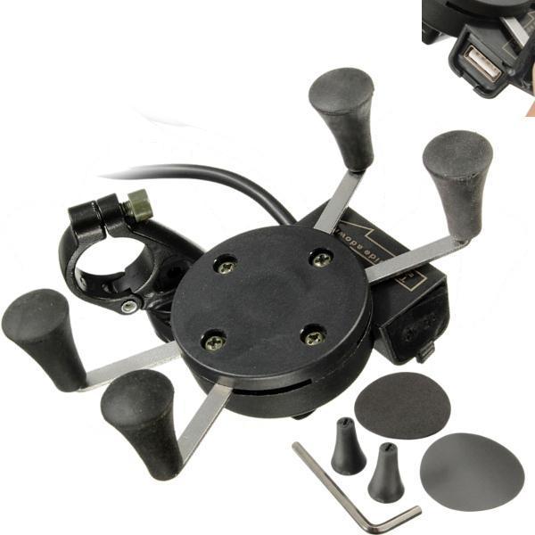 shopping מטענים ומתאמים 3.5-6.5inch 2A Quick Charge Phone GPS Handlebar Holder X-Style Motorcycle Car USB Port