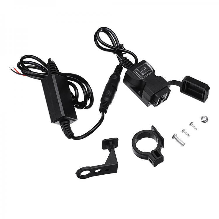 shopping מטענים ומתאמים Universal 9-90V Dual USB Motorcycle Waterproof Charger Handlebar Socket Adapter