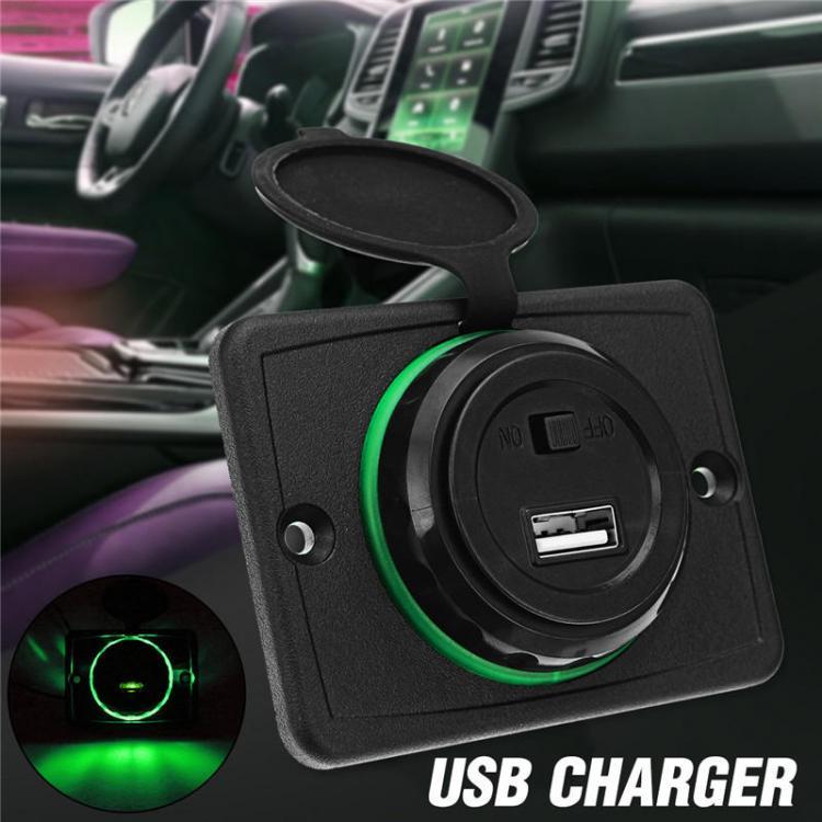 shopping מטענים ומתאמים 12/24V 5V 1.5A USB Charger ON OFF Switch Power Indicator Mobile Phone Car Boat