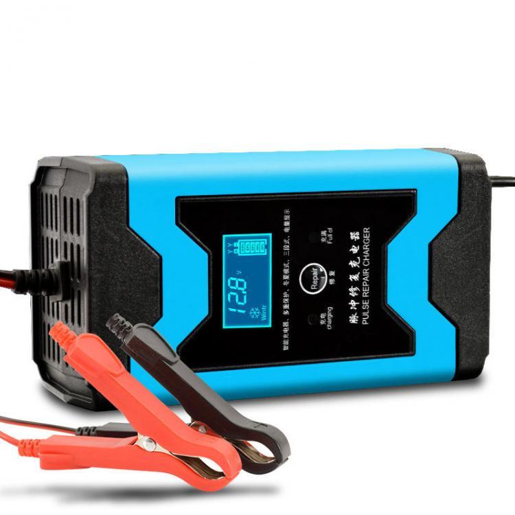 shopping מטענים ומתאמים Enusic&trade; 12V 6A Pulse Repair LCD Battery Charger Blue For Car Motorcycle Lead Acid Battery Agm Gel Wet