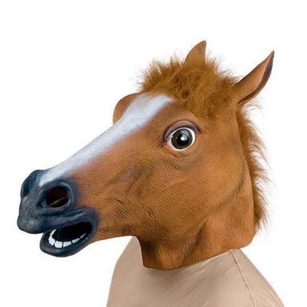 shopping מסיכה לפנים לאופנוענים Creepy Horse Head Latex Mask Face Rubber Mask for Halloween Festival