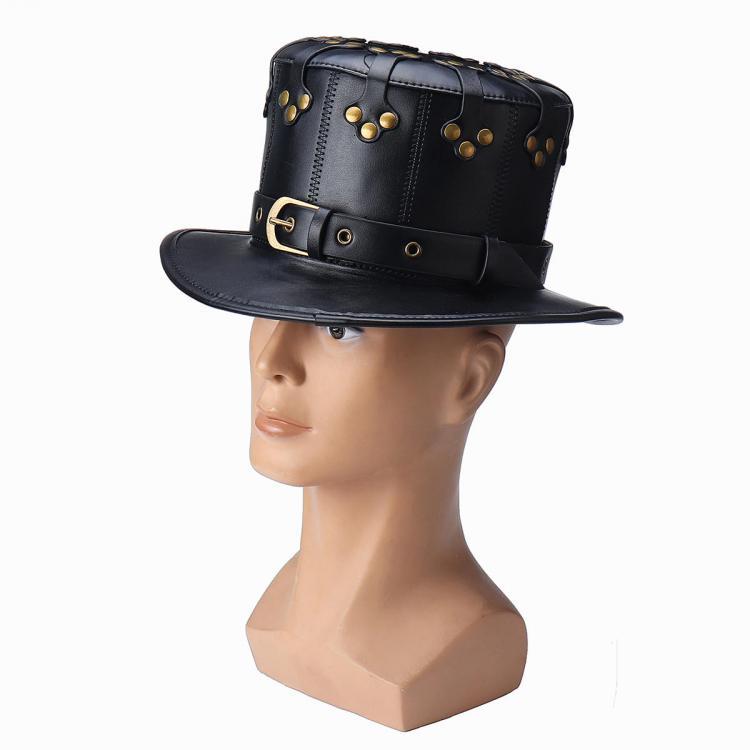 shopping מסיכה לפנים לאופנוענים Steampunk Leather Hat Plague Doctor Black Cap Carnaval Festivals Party Halloween