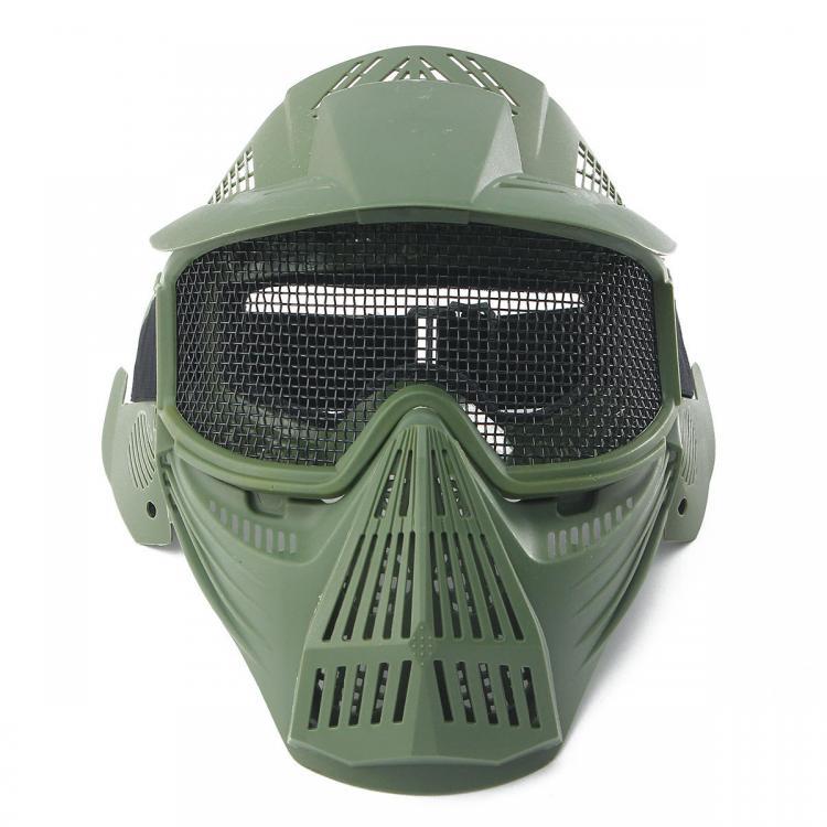 shopping מסיכה לפנים לאופנוענים Tactical Airsoft Pro Full Face Mask with Safety Metal Goggles Protection