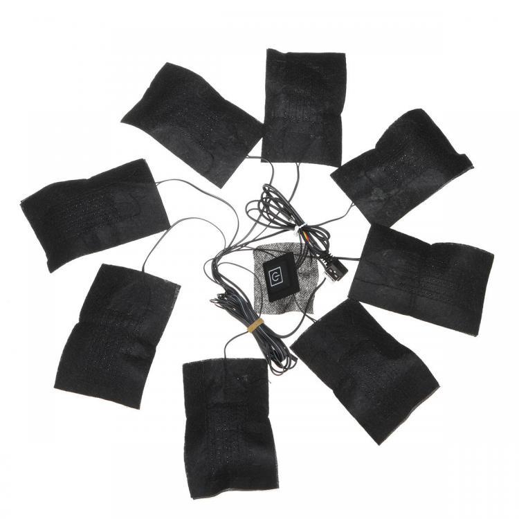 shopping בגדי רכיבה לאופנוע 8 In 1 USB 5 Gear Clothes Heating Pads Adjustable Temp Thermal Clothing Jacket Electric