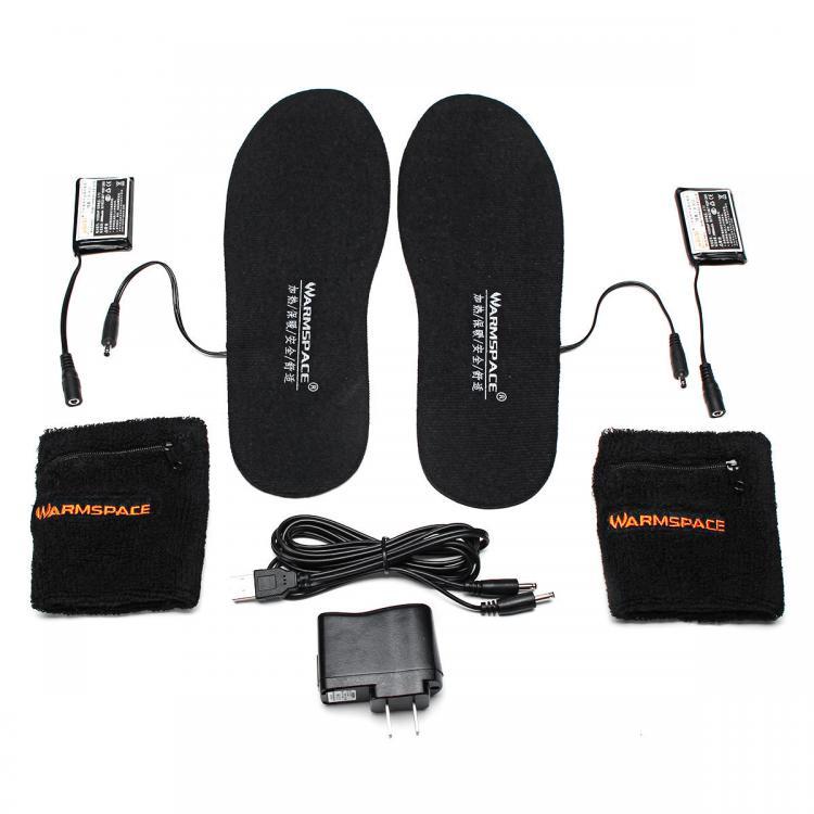 shopping בגדי רכיבה לאופנוע WARMSPACE Electric Heated Shoe Insole Foot Warmer Heater Feet Warm Socks Boot + 2 Battery