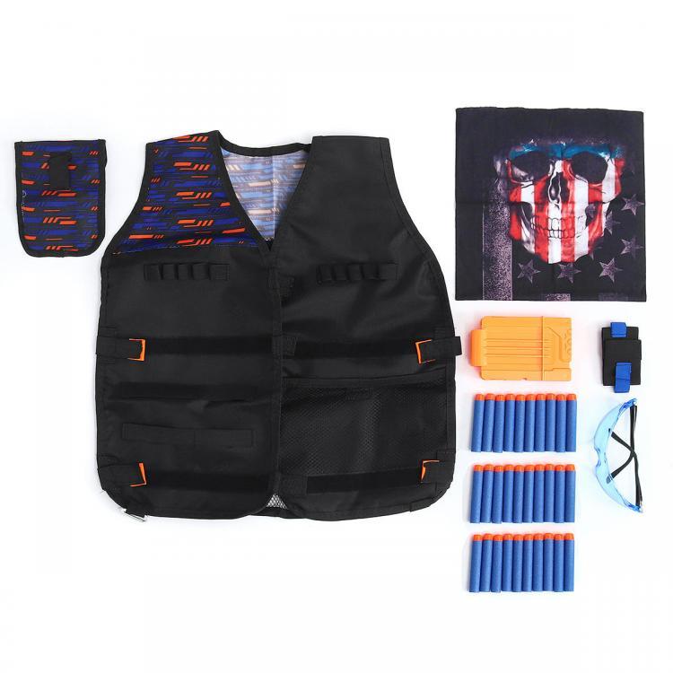 shopping בגדי רכיבה לאופנוע Kids Tactical Vest Kits Glasses Wristbands Mask Refill for Darts Games Gift