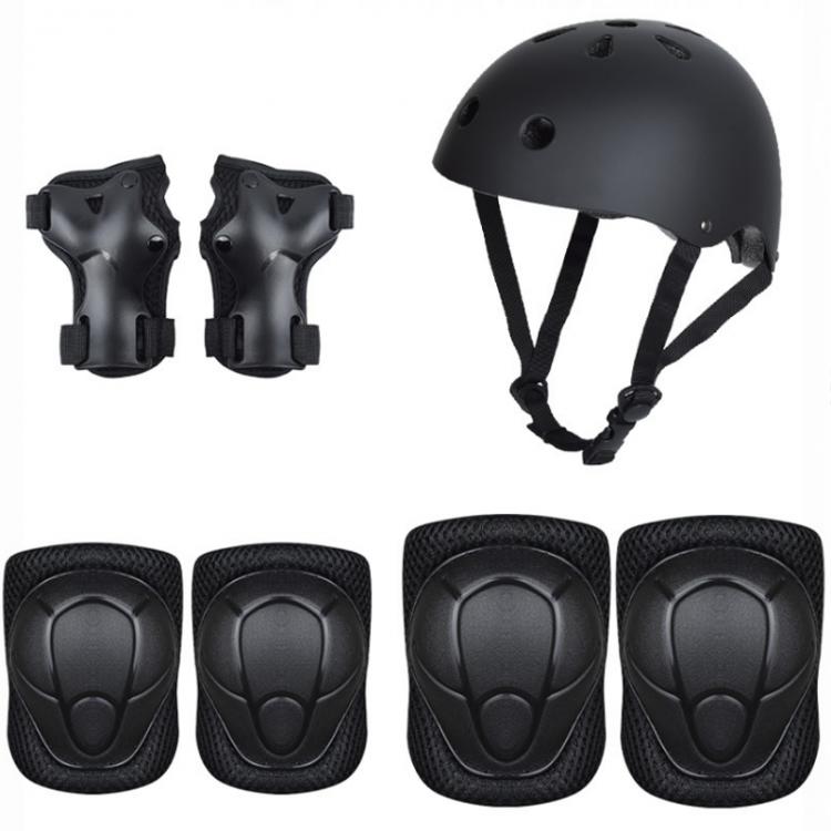 shopping בגדי רכיבה לאופנוע Children's Skating Riding Safety Protective Helmet Protective Gear Wrist Guards Elbow Knee Pads Rock Climbing 7 Sets Black