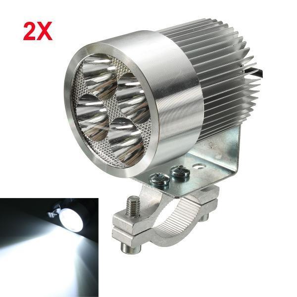 shopping אורות לאופנוע 2pcs 12W 6000K LED Daylight Headlamp Spot Lightt Chrome For Motorcycle Scooter Car Truck Van