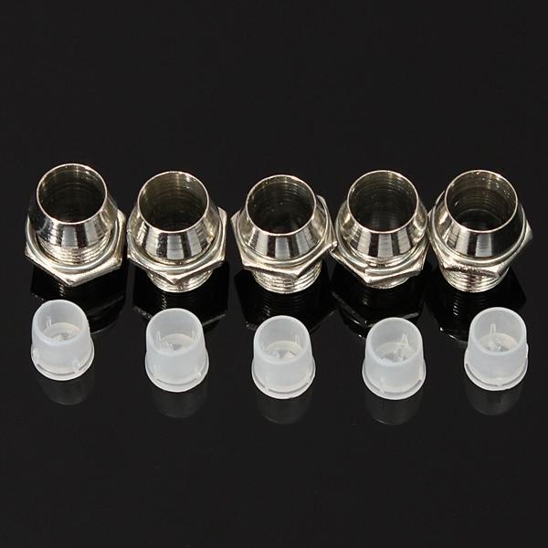 shopping אורות לאופנוע 5 pcs 5mm Bezel LED Light Holder Chrome Metal Rubber Base Solid Construction