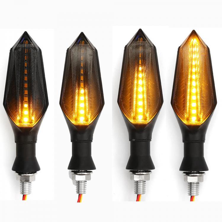 shopping אורות לאופנוע Pair 12V Waterproof LED Motorcycle Turn Signal Indicators With Amber Flowing Light Blue Back Lights