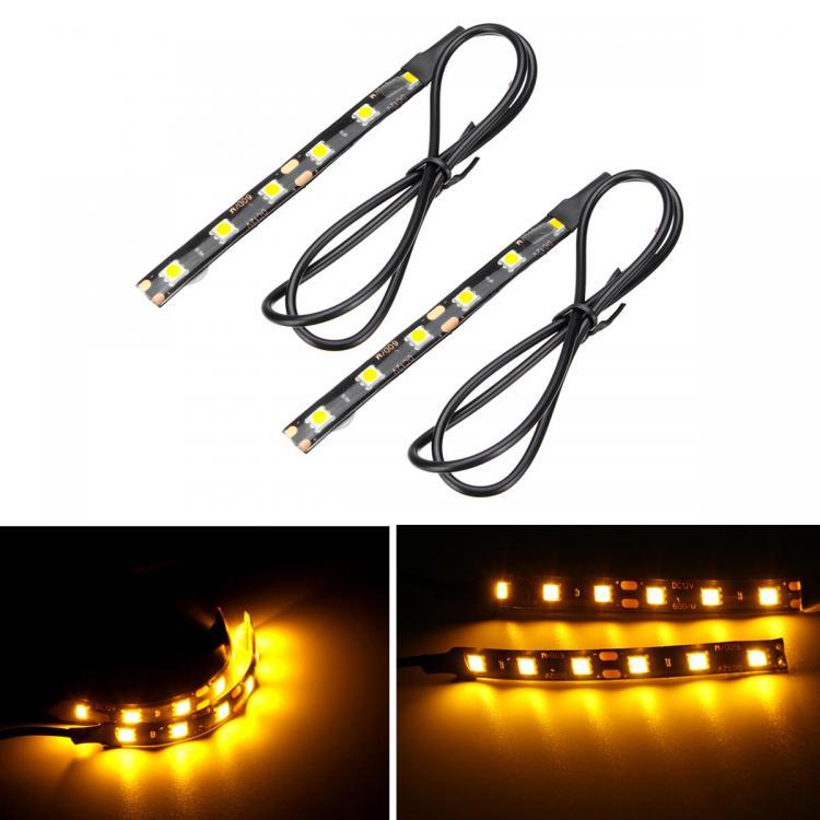 shopping אורות לאופנוע 12V Pair 6 LED 5050 Motorcycle Strip Turn Signal Indicator Blinker Light Amber