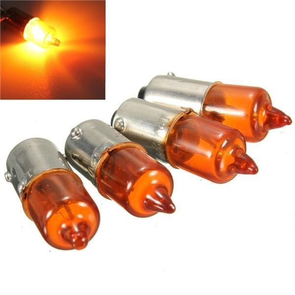 shopping אורות לאופנוע 4pcs 12V 23w Motorcycle Turn Singal Indicator Bulb BA9S Base Mini Amber Halogen Lights