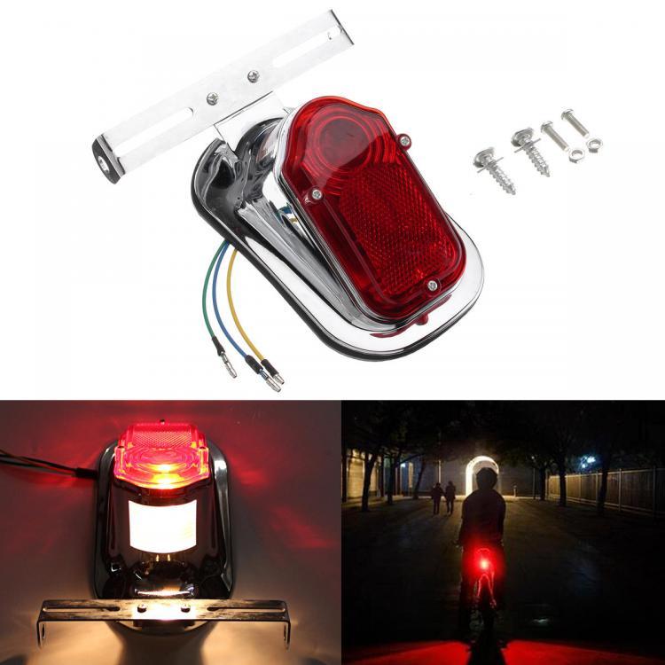 shopping אורות לאופנוע Motorcycle Rear Tail Lights Brake Stop Light Lamp License Plate Bracket For Harley Chopper Cafe Racer