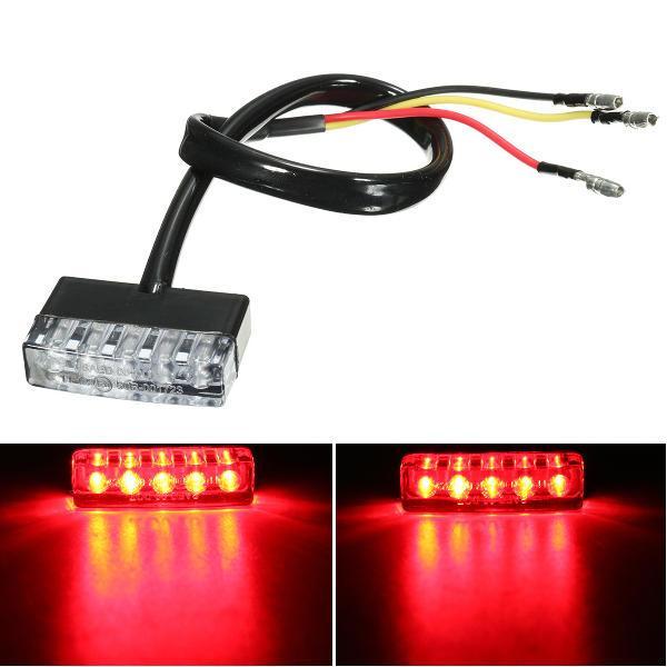 shopping אורות לאופנוע 12V 5 LED Rear Tail Running Stop Brake Light Red Lamp Motorcycle ATV Bike