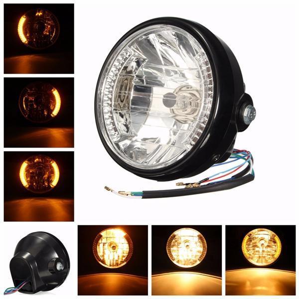 shopping אורות לאופנוע 7inch H4 35W Motorcycle Headlight Amber LED Turn Signal Indicators For Harley Honda