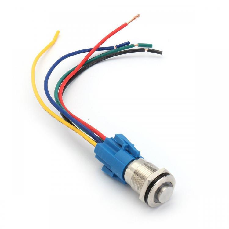 shopping אורות לאופנוע 16mm 12V Blue LED Metal 5Pin 1NC 1NO Momentary Push Button Switch With Socket