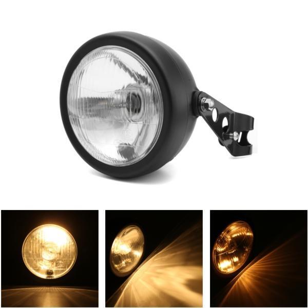 shopping אורות לאופנוע 6.5 inch 12V Motorcycle Headlight Hi/lo Beam Matte Black Mount Bracket Cafe Racer For Honda