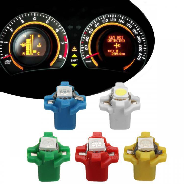 shopping אורות לאופנוע 10pcs 12V T5 B8.3D W3W 5050 LED Instrument Head Lights Dashboard Dash Gauge Bulb