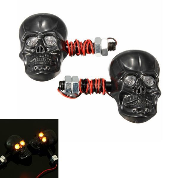 shopping אורות לאופנוע Motorcycle Skeleton Head Skull Turn Signal Light Indicator 12V 0.5W