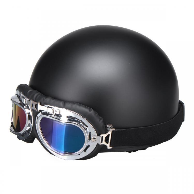 shopping קסדות לאופנוע Retro Vintage Motorcycle Helmet Safety Half Helmet with Sun Visor UV Goggles