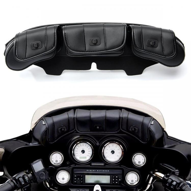 shopping גוף ושלד האופנוע 3 Pouch Pocket Fairing Wind Shield Bag For Harley Electra Street Glide Touring