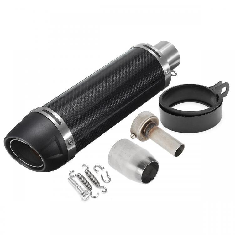 shopping גוף ושלד האופנוע 38-51mm Universal Motorcycle Carbon Fiber Exhaust Muffler Pipe with Silencer Long/Short Style
