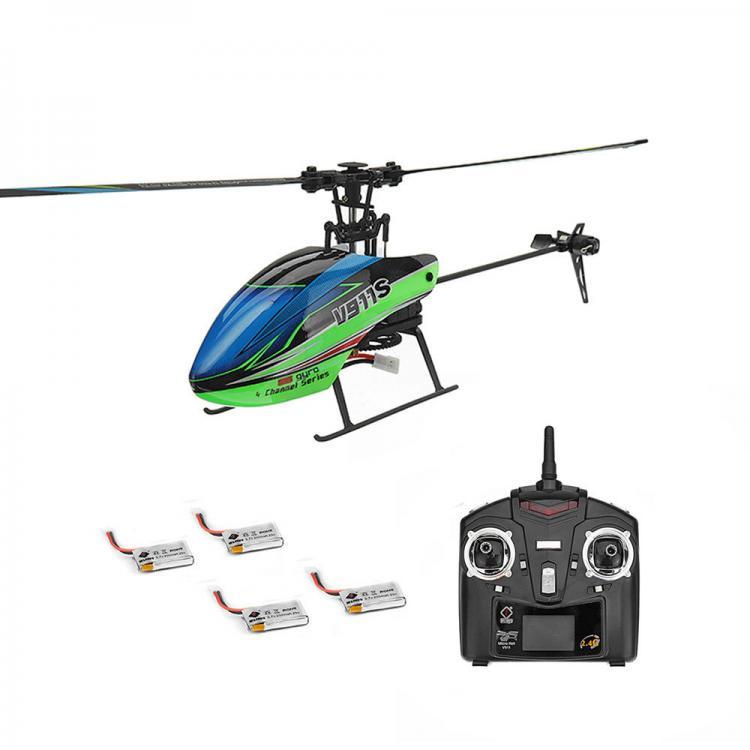 shopping רחפנים WLtoys V911S 2.4G 4CH 6-Aixs Gyro Flybarless RC Helicopter RTF With 4PCS 3.7V 250MAh Lipo Battery