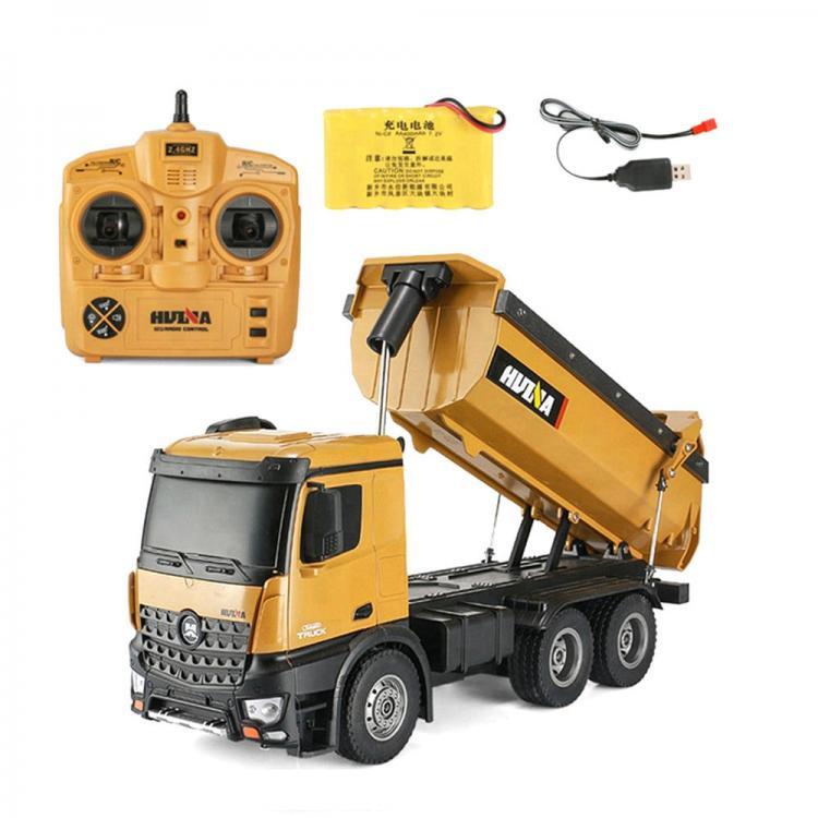shopping רכב על שלט HuiNa 1573 RC Car 1/14 Trucks Metal Bulldozer Charging RTR Truck Construction Vehicle Kids Toys