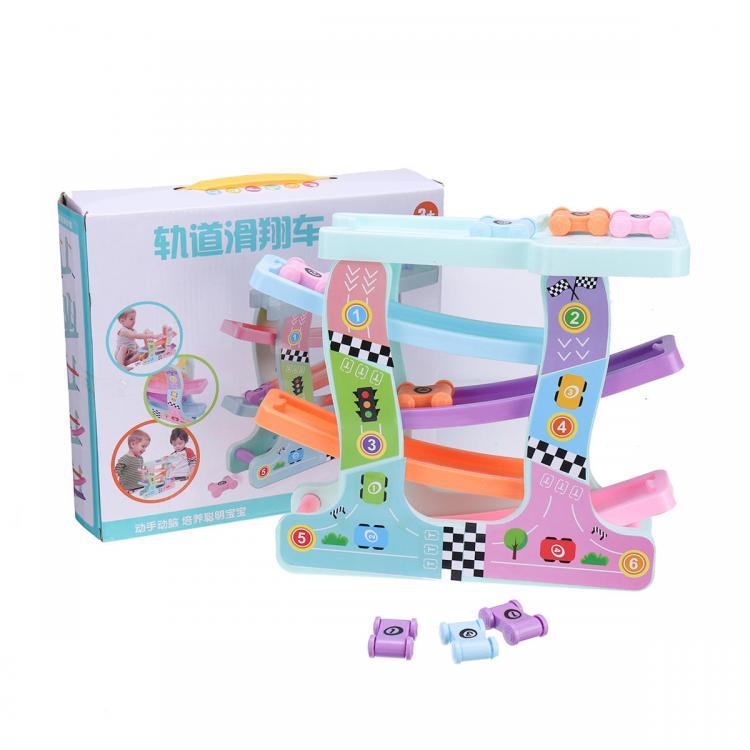 shopping מכוניות וכלי רכב Click Clack Racetrack Wooden Children Car Slider Race Track Toys Developmental Funny Toy