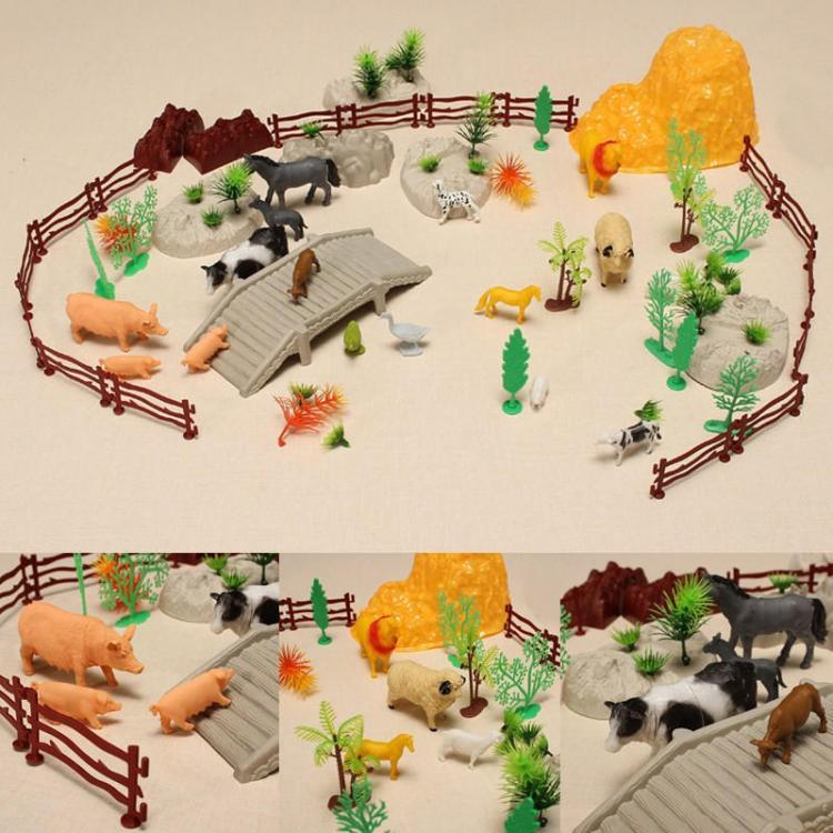 shopping מכוניות וכלי רכב YC 666E-99 100PCS Farm Pig Duck Horse Sheep Model DIY Scene Toy