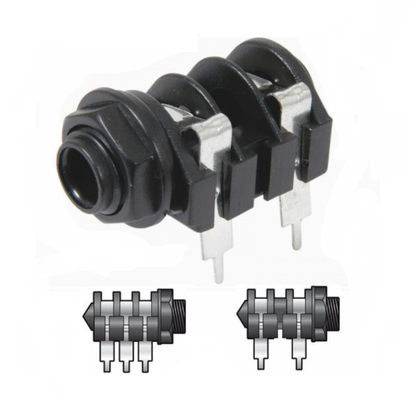 shopping כלי נגינה QTX 6.35mm 1/4 Inch Chassis Jack PCB Mountable Stereo &amp; Mono Switched Versions