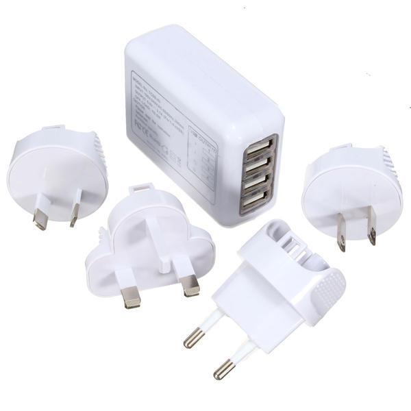 shopping לפטופים ואביזרים 4 Port USB Multifunctional Travel Plug Charger Adapter for Universal International Usage