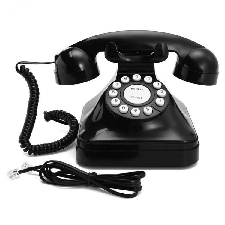 shopping ציוד משרדי Vintage Retro Antique Phone Wired Corded Landline Telephone Home Desk Decoration Black