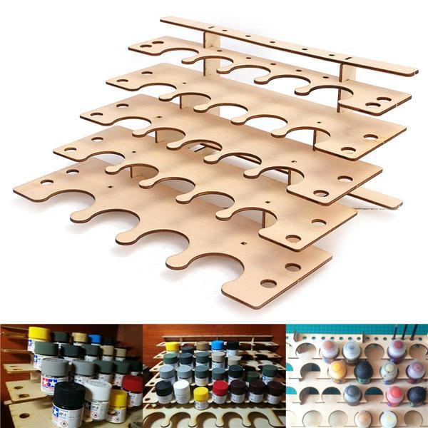shopping ציוד משרדי 24 Pots Wooden Acrylic Paint Stand Bottle Storage Rack Holder Modular Organizer