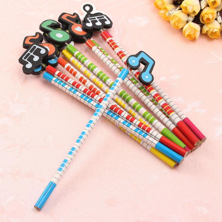 shopping ציוד משרדי 12 Pcs Wooden Musical Note Cartoon Pencils Stationery Gifts for Children