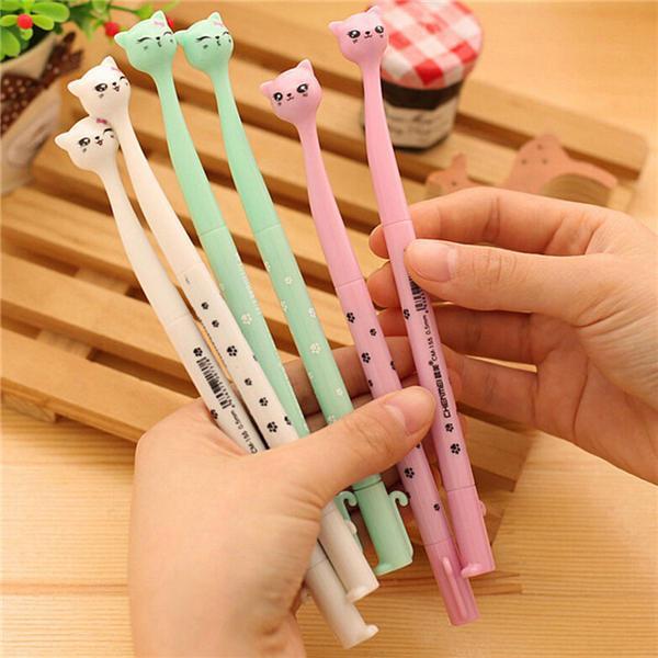 shopping ציוד משרדי Cute Cat Black Gel Ink Roller Ball Point Pen for School Office