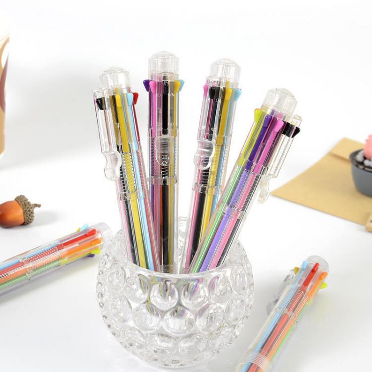 shopping ציוד משרדי 1 x Multicolor Ballpoint Pen Multifunction 8 In 1 Colorful Pressed Ballpoint Pen 0.5mm School Supply