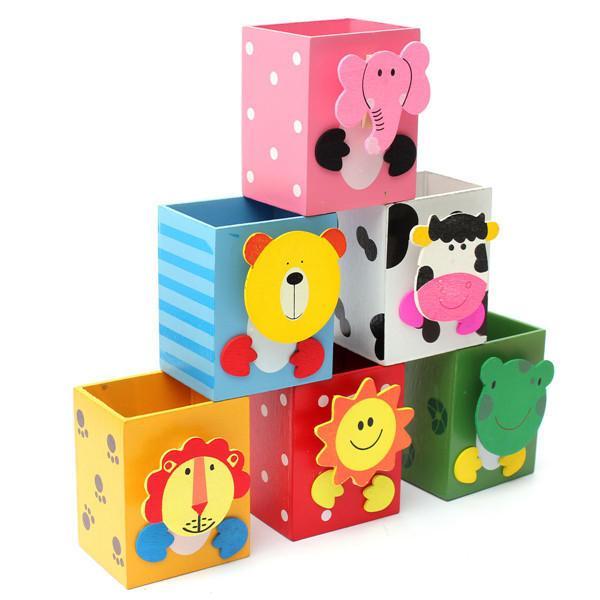 shopping ציוד משרדי Cute Animal Pattern Rectangle Pen Holder Container Desk Organizer
